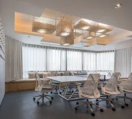 Modern conference room featuring a large table
